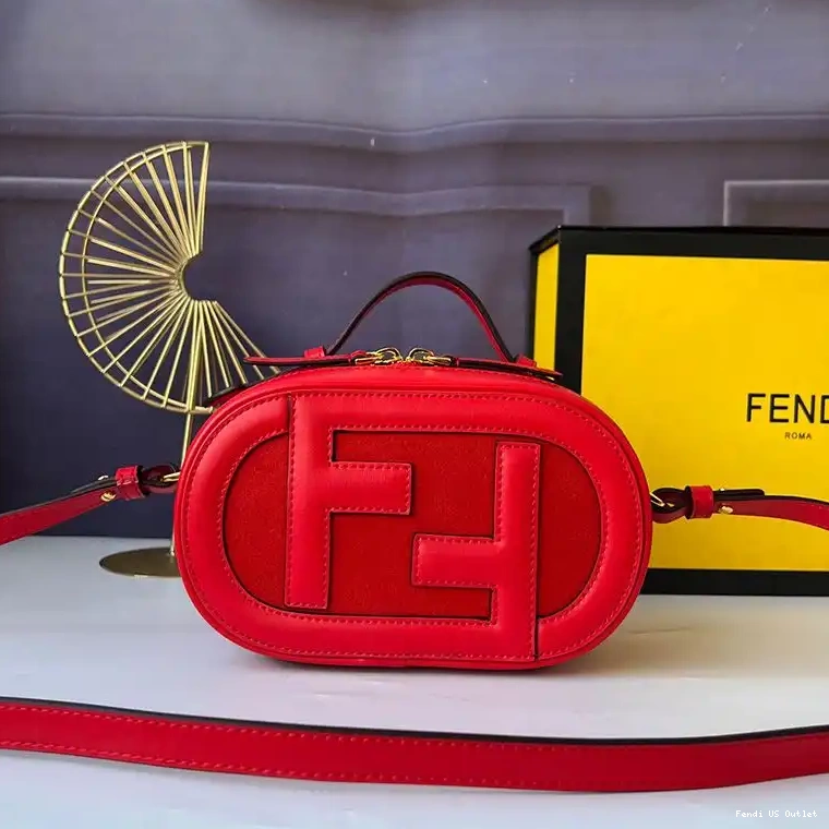 Cheap HOT Leather O'Lock Calf Red Mini Case In Fendi Camera 0615